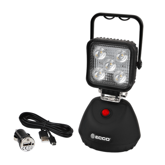 Work Lamp, Ecco, LED Flood Beam, Magnetic Base, 12-24v, 15w, Black - Each