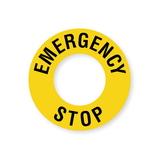 Emergency Stop Sticker, Self-Adhesive, Suits XALK178 Switch - Each