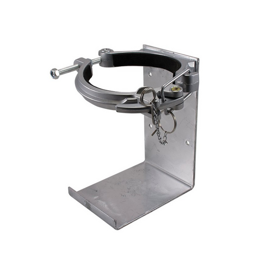 Fire Extinguisher Bracket, Vertical, Heavy Duty, Galvanised Steel, Suits 4.5kg, Opens Left to Right - Each