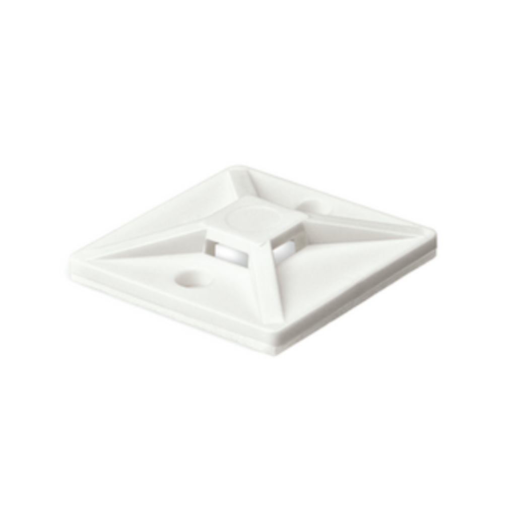 Cable Tie Mount, Self-Adhesive, White, 28 x 28mm - 25 Pack