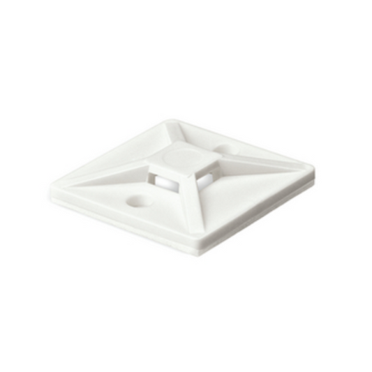 Cable Tie Mount, Self-Adhesive, White, 19 x 19mm - 100 Pack