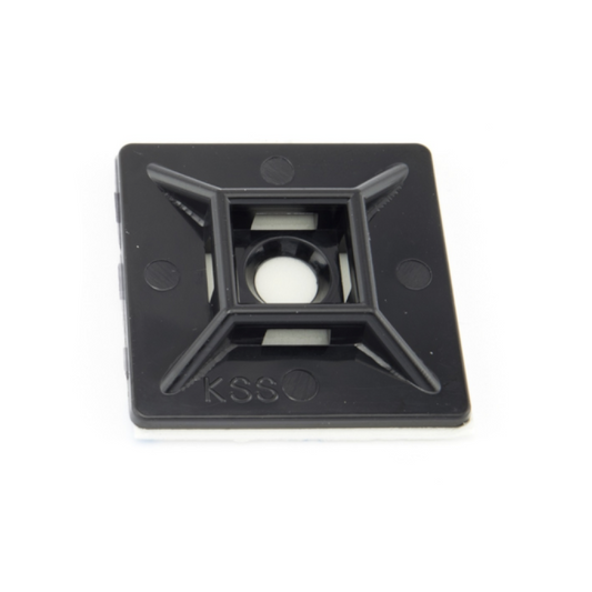 Cable Tie Mount, Self-Adhesive, Black, 19 x 19mm - 25 Pack
