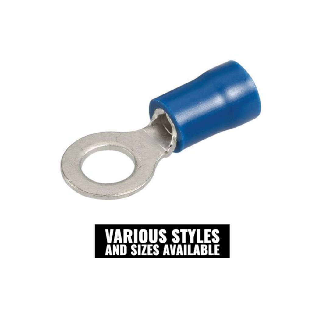 Crimp Terminal, Ring, Heat-Shrinkable, Blue, 8.0mm - 50 Pack