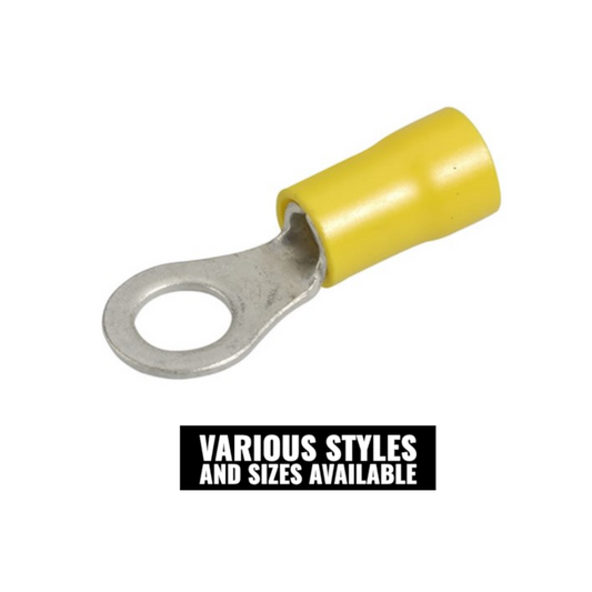 Crimp Terminal, Ring, Heat-Shrinkable, Yellow, 8.0mm - 50 Pack
