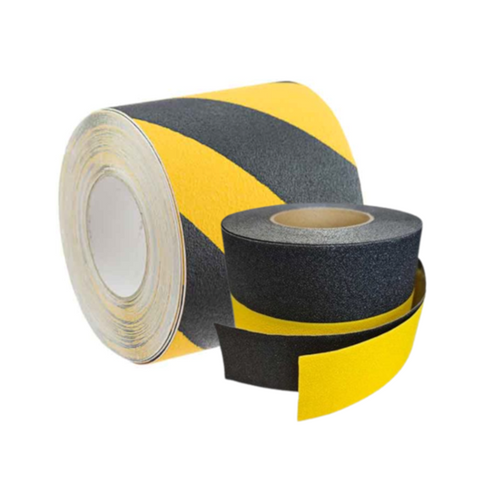 Anti-Slip Tape (Non-Slip), Mineral Particles with Adhesive Backing, Yellow/Black, 150mm - 18m Roll