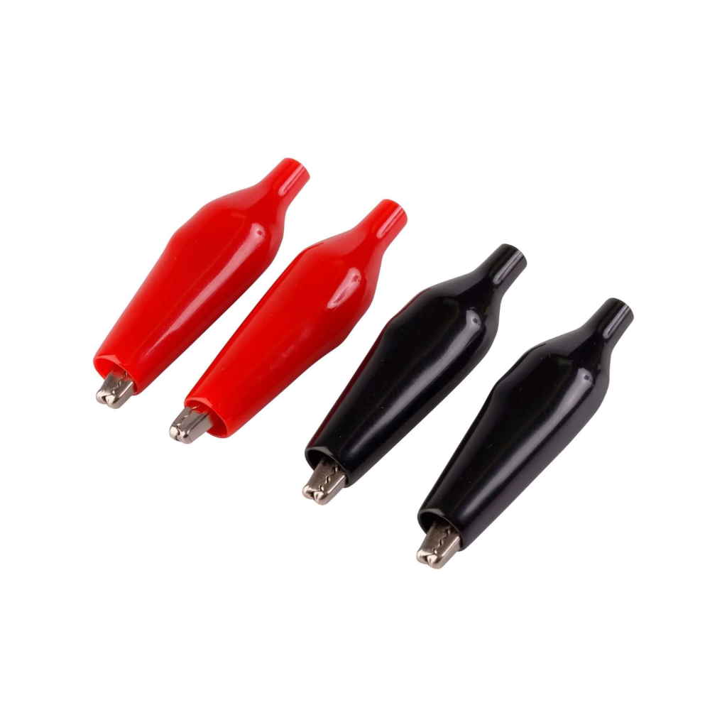 Alligator Clips (Test Clips), Insulated, 12v, 10a, Red/Black - 4 Pack