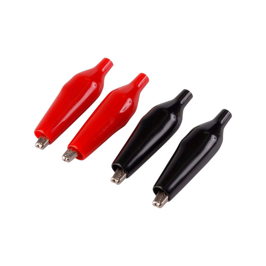 Alligator Clips (Test Clips), Insulated, 12v, 10a, Red/Black - 4 Pack