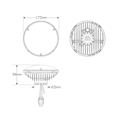 Driving Lamp, LED Autolamps, Headlamp Insert, 7" Round, High/Low/Front Position, H4 Plug, 12-24v - 2 Pack