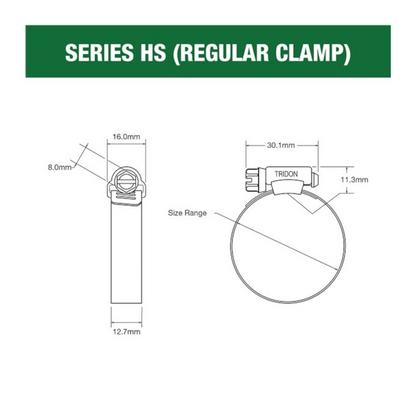 Hose Clamp, Tridon, Perforated Band, Part Stainless Steel, 59-83mm - 10 Pack
