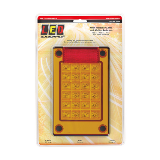 Lamp Insert, LED Autolamps, J3 Series, Rear Indicator, Amber, LED, Jumbo Insert, 12-24v - Each