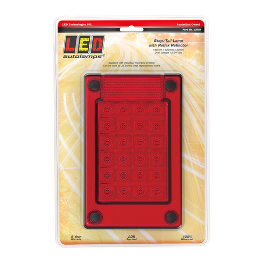 Lamp Insert, LED Autolamps, J3 Series, Stop/Tail, Red, LED, Jumbo Insert, 12-24v - Each
