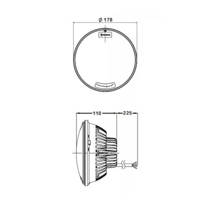 Headlamp, Whitevision, LED High/Low/Park, 9-33v, 178mm - Each