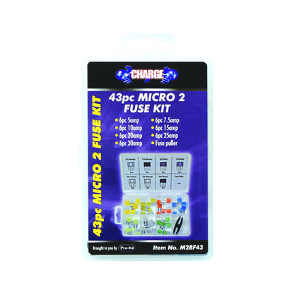 Fuse Assortment Kit, Pro-Kit, Micro 2 Blade, with Tool, 7 Types (5 to 30a) - 100 Piece