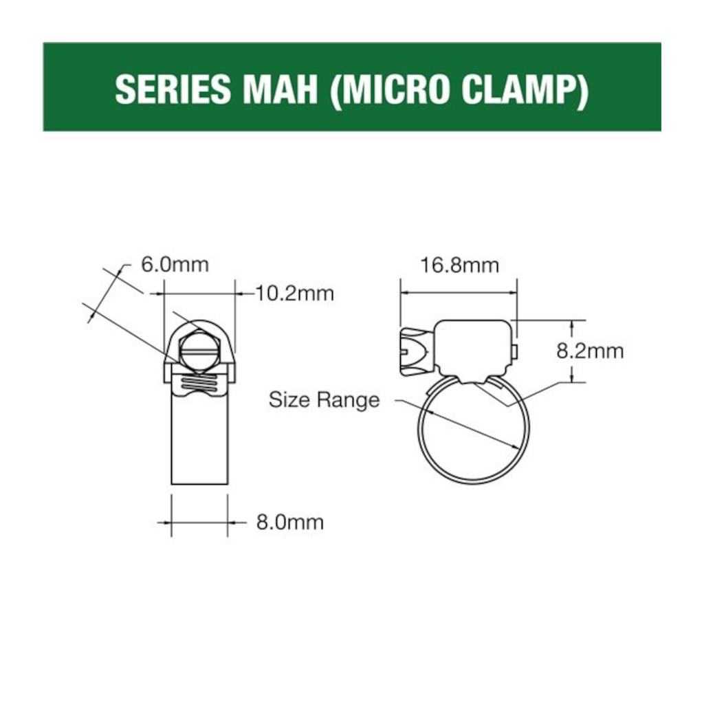 Hose Clamp, Tridon, Perforated Band, Full Stainless Steel, 11-22mm - 10 Pack