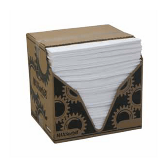 Absorbent Pads/Sheets, MAXSORB, Lint Free, Low Tear, Ideal for Oil & Fuel, 420 x 480mm - 100 Pack