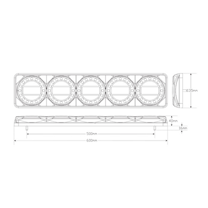 Combination Lamp, LED Autolamps, Maxilamp 5, Stop/Tail/Indicator/Reverse, 12-24v - Each