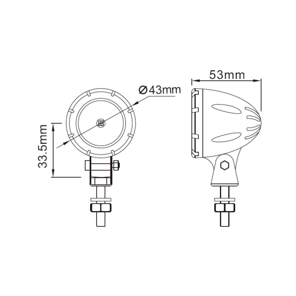 Work Lamp, Mad Goose, LED Spread Beam IP67, 9-32v, 5w, 1.7" - Each