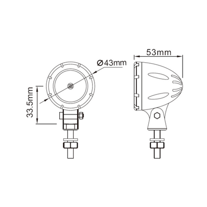 Work Lamp, Mad Goose, LED Spread Beam IP67, 9-32v, 5w, 1.7" - Each