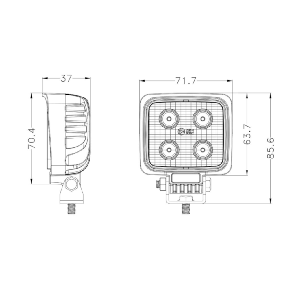 Work Lamp, Mad Goose, LED Flood Beam IP67, 9-32v, 12w, 72 x 64mm - Each