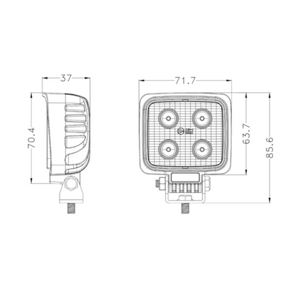 Work Lamp, Mad Goose, LED Flood Beam IP67, 9-32v, 12w, 72 x 64mm - Each