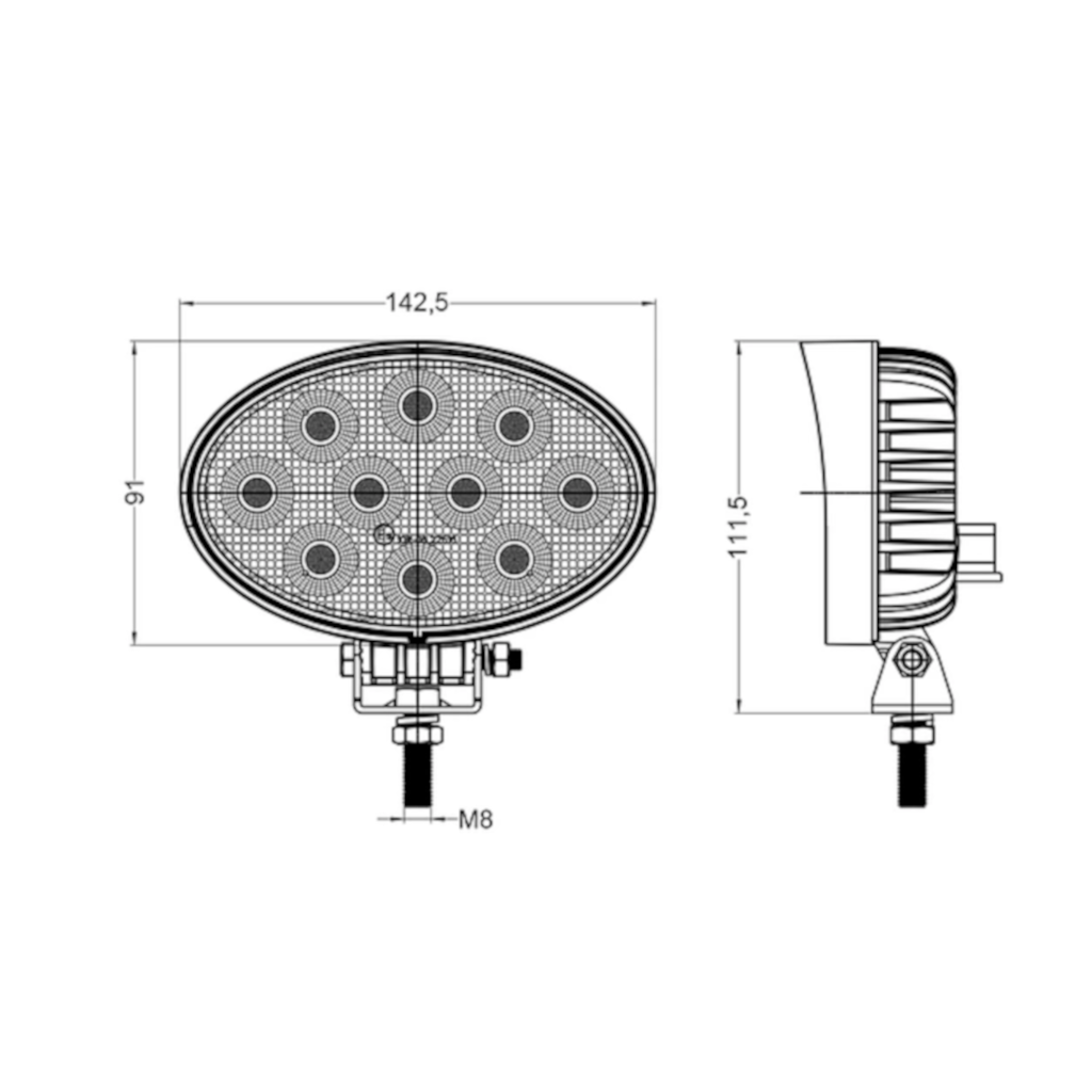 Work Lamp, Mad Goose, LED, Flood Beam, IP68, 40w, 143 x 91mm - Each