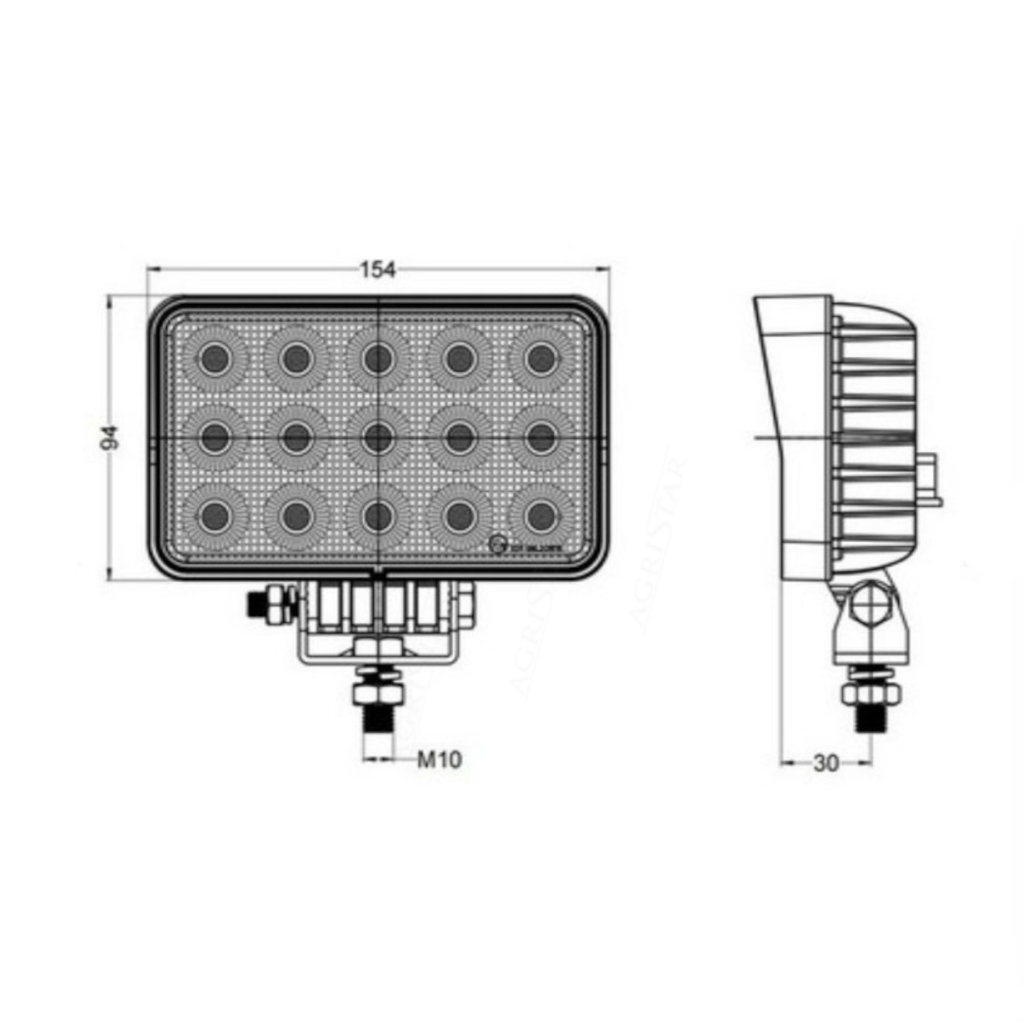 Work Lamp, Mad Goose, LED, Flood Beam, IP67, 60w, 143 x 91mm - Each