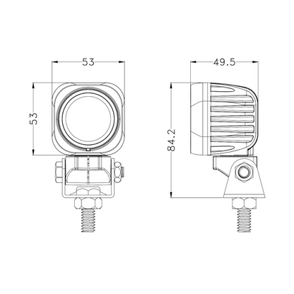 Work Lamp, Mad Goose, Square, Flood Beam, Deutsch Connector, 9-32v, 10w - Each