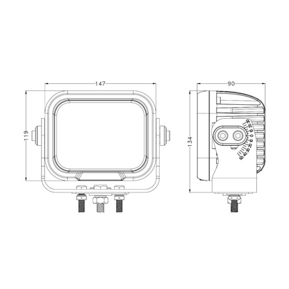 Work Lamp, Mad Goose, Square, Flood Beam, Deutsch, Connector, 9-32v, 10800lm, 120w - Each