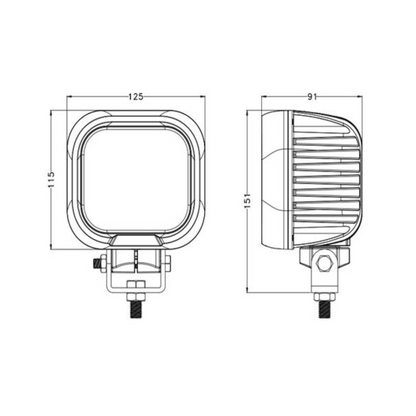 Work Lamp, Mad Goose, Square, Flood Beam, Deutsch, Connector, 9-32v, 8000lm, 90w - Each