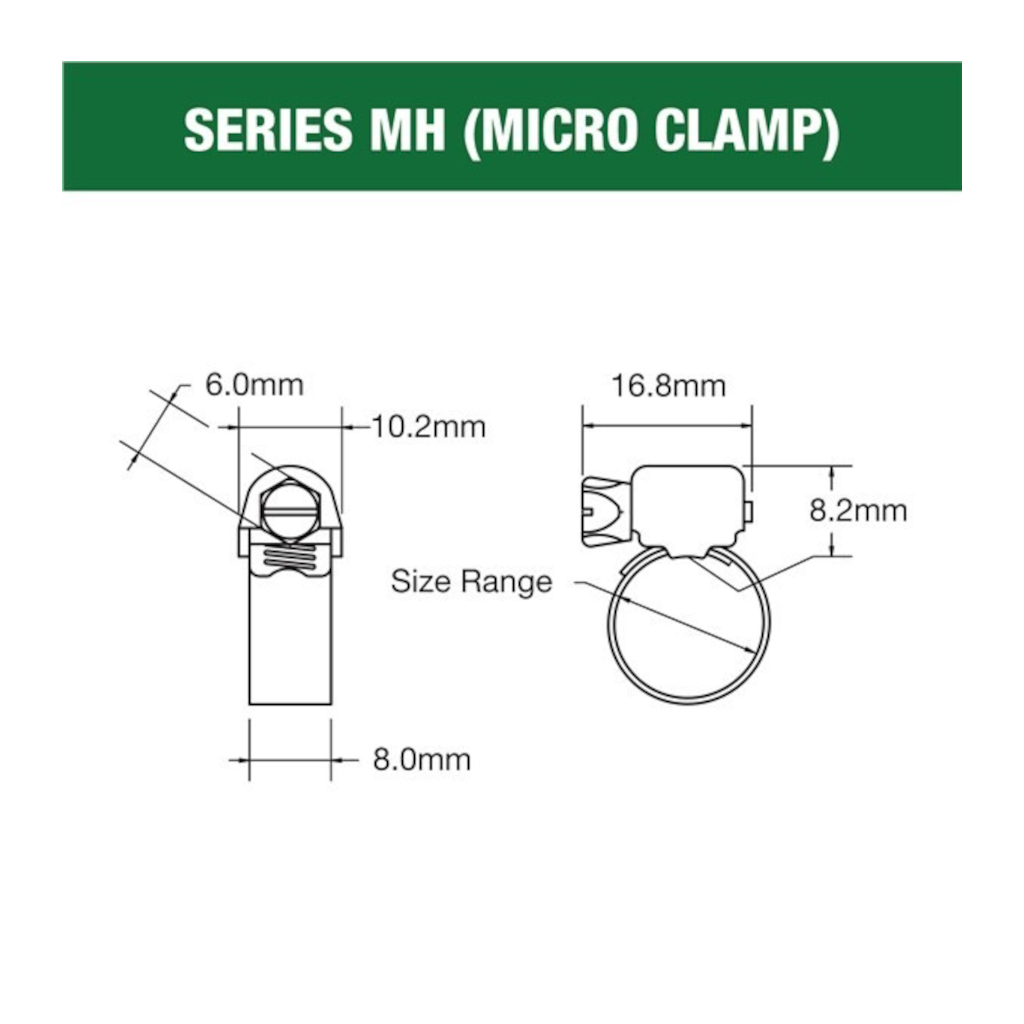 Hose Clamp, Tridon, Perforated Band, Part Stainless Steel, 11-18mm - 10 Pack