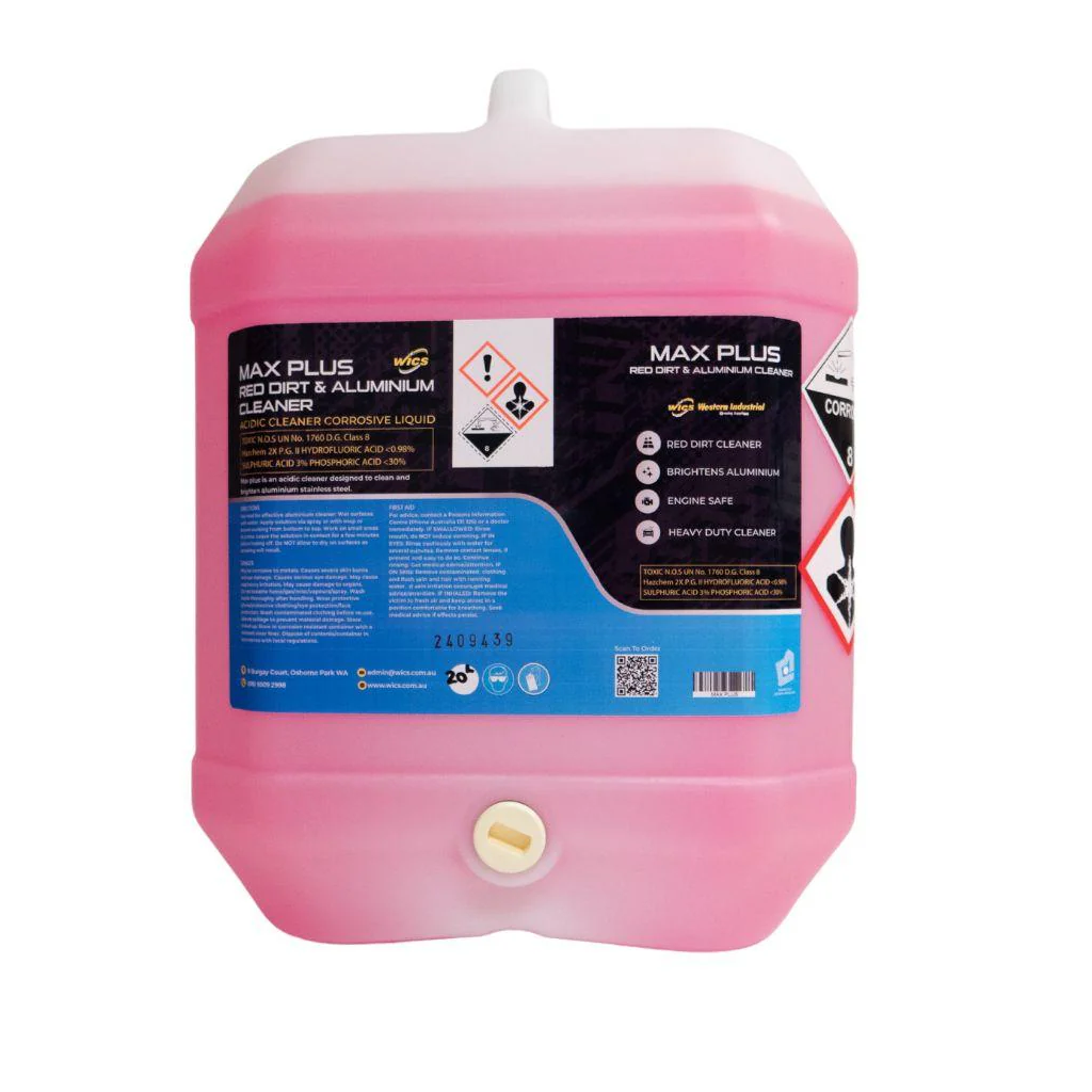 Red Dirt & Aluminium Cleaner, Max Plus, Acid Base, 200lt - Each