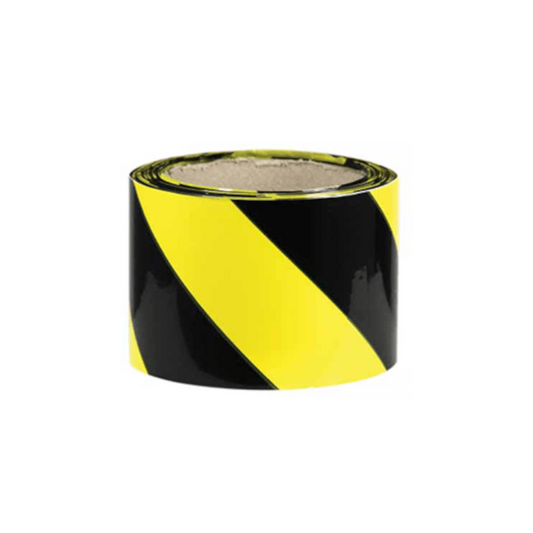 Barrier Tape, Retractable, Suits Safety Cones, Non-Adhesive, Yellow/Black, 9m - Each