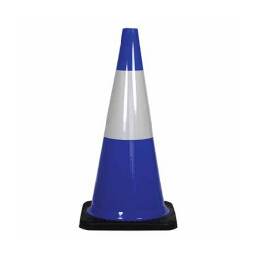 Traffic Cone, Reflective Strip, High Visibility, Weighted Black Base, Blue, 700mm - Each