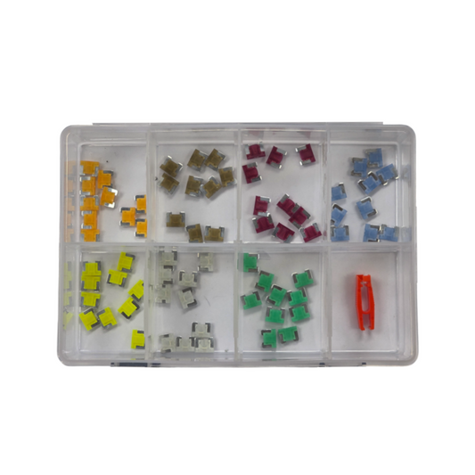 Fuse Assortment Kit, RPT, Micro Blade Fuses, 5 to 30a (7 Types), with Tool - 71 Piece