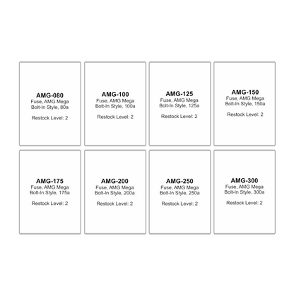 Fuse Assortment Kit, RPT, AMG Bolt-In Mega Fuses, 8 Types, 80 to 300a - 16 Piece