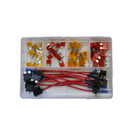 Fuse Assortment Kit, RPT, Mini and Standard Blade, 5/10a, with Add-a-Circuit Fuse Holders - 50 Piece