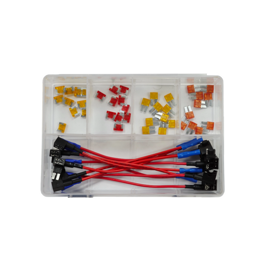 Fuse Assortment Kit, RPT, Micro and Micro 2 Fuses, 5/10a, with Add-a-Circuit Fuse Holders - 50 Piece