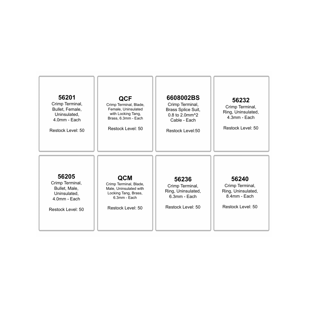 Crimp Terminal Assortment Kit, RPT, Ring/Bullet/Blade/Joiner, Uninsulated, Assorted Sizes - 400 Piece