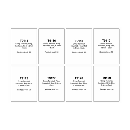 Crimp Terminal Assortment Kit, RPT, Insulated, Ring, Red & Blue (4.3 to 9.5mm) - 400 Piece