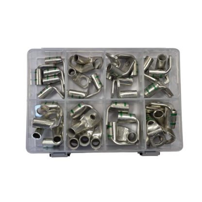 Lug Assortment Kit, RPT, Right Angle Entry, 35 to 70mm Cable Entry (8/10/12mm Eye) - 40 Piece