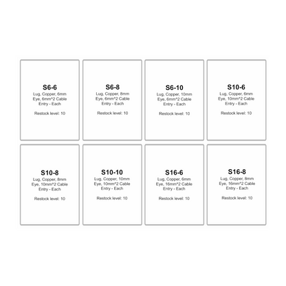 Lug Assortment Kit, RPT, Straight, 6 to 16mm Cable Entry (6/8/10mm Eye) - 80 Piece