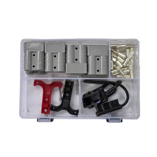 Anderson Connector Assortment Kit, RPT, Grey Plugs (8), Pins, with Handles/Insulators - 28 Piece