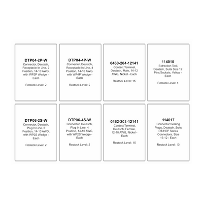 Connector Assortment Kit, RPT, Deutsch DTP Series, with Terminals, Wedges, Plugs, & Tool - 49 Piece