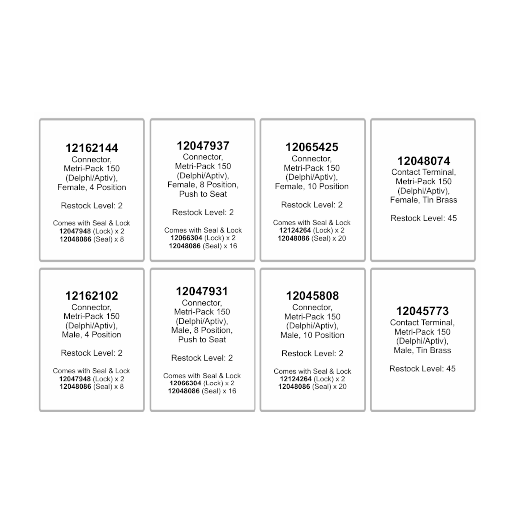 Connector Assortment Kit, RPT, Metri-Pack 150, 4/8/10 Position, F/M with Terminals & Locks - 202 Piece
