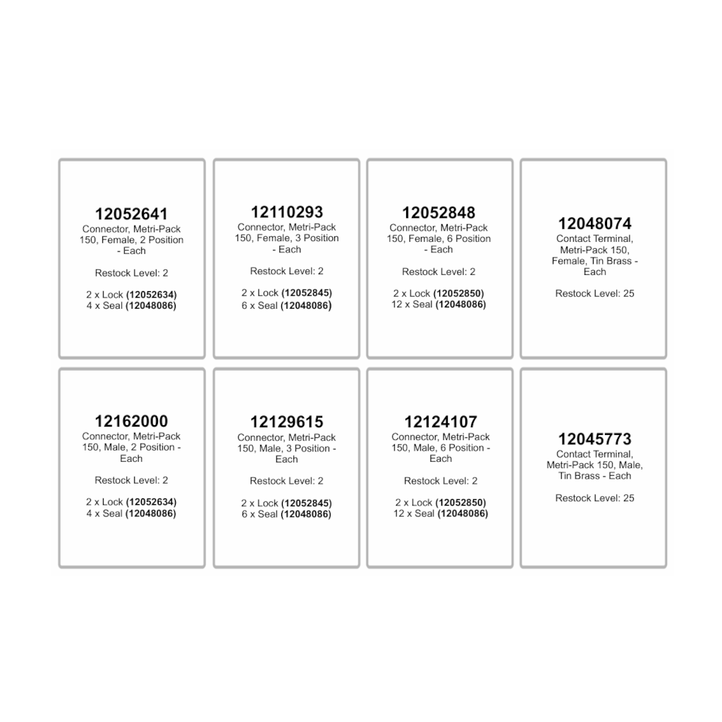 Connector Assortment Kit, RPT, Metri-Pack 150, 2/3/6 Position, F/M with Terminals & Locks - 118 Piece