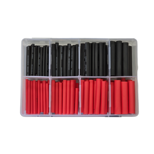 Heatshrink Assortment, RPT, Dual Wall, Glue Lined, 3:1 Ratio, Black & Red, 4 Sizes (3 to 9mm) - 140 Piece