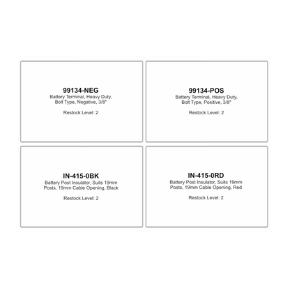 Battery Terminal Assortment Kit, RPT, Heavy Duty Bolt Style, Negative/Positive with Red/Black Insulators - 8 Piece