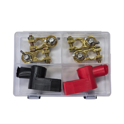 Battery Terminal Assortment Kit, RPT, Heavy Duty Wingnut Style, Negative/Positive with Red/Black Insulators - 6 Piece