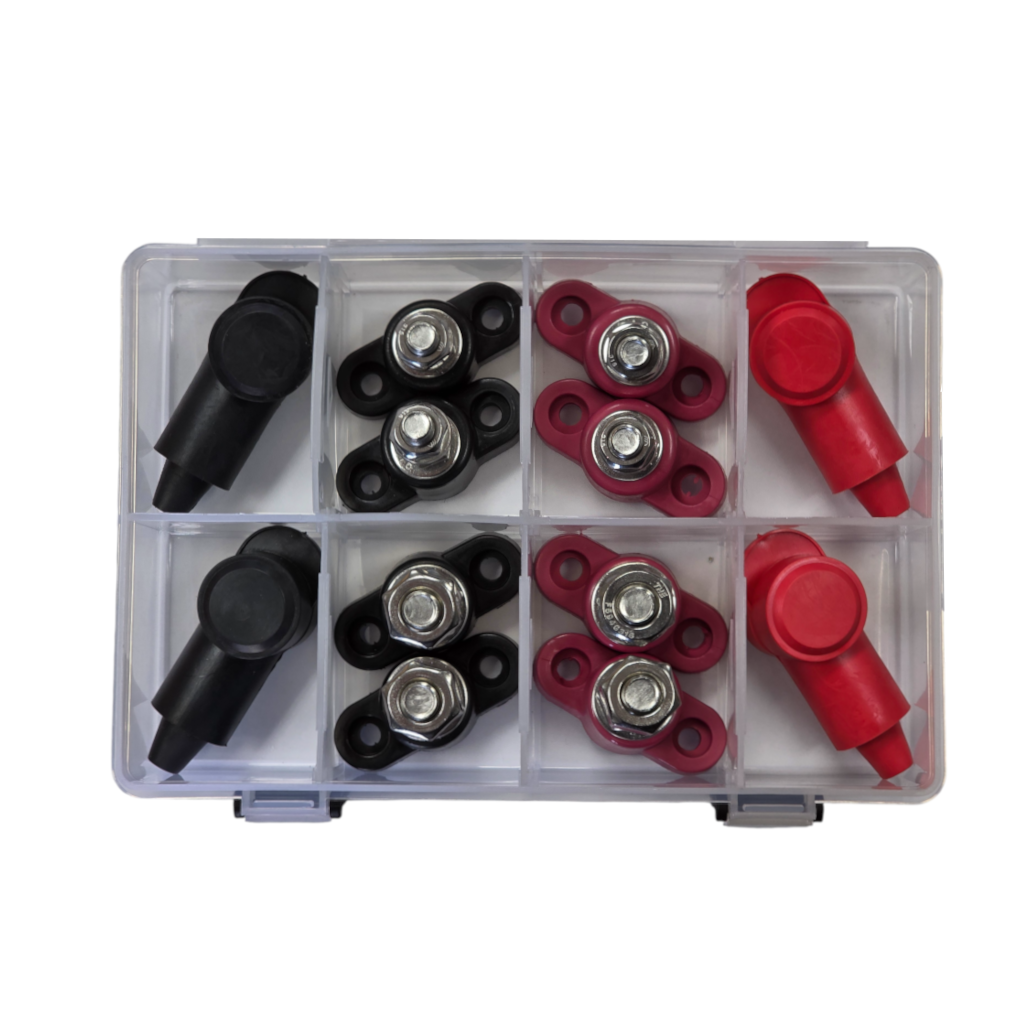Junction Block Assortment Kit, RPT, with Black/Red Insulators and Junctions, M8 and M10 Stud - 12 Piece