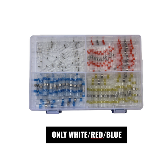 Solder Splice Assortment Kit, RPT, White/Red/Blue, Assorted Sizes - 200 Piece